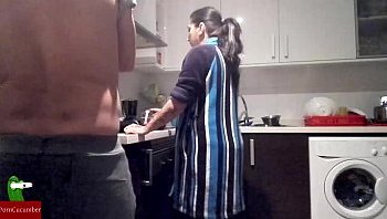 mom son in kitchen